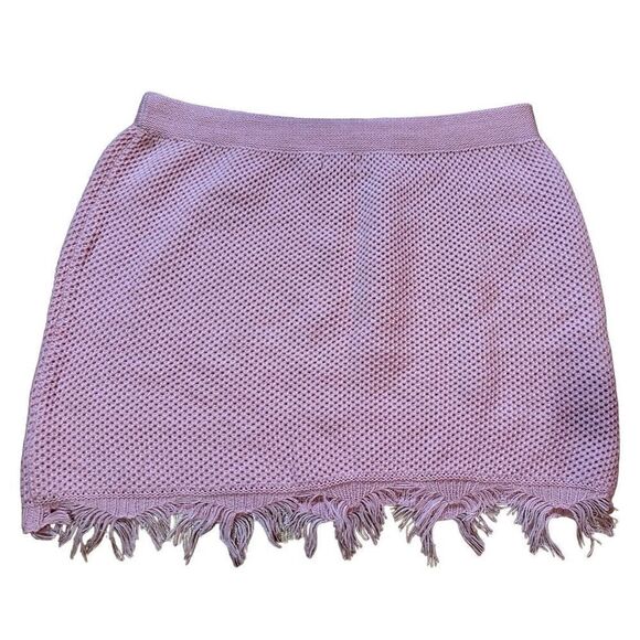 Prettylittlething Plus Pink Raw Hem Knit skirt sz 20 NWT - Picture 5 of 9